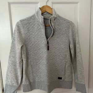 LL Bean Gray Quilted Pullover Sweatshirt with Quarter Zipper MEDIUM PETITE